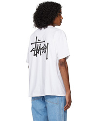 T-shirt girocollo lavorata a maglia bianca di Stussy