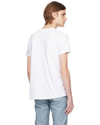 T-shirt girocollo lavorata a maglia bianca di Naked & Famous Denim