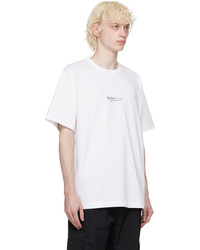 T-shirt girocollo lavorata a maglia bianca di Helmut Lang