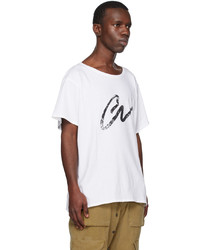 T-shirt girocollo lavorata a maglia bianca di Greg Lauren