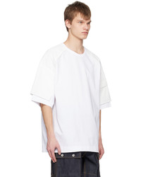 T-shirt girocollo lavorata a maglia bianca di Juun.J