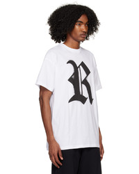 T-shirt girocollo lavorata a maglia bianca di Raf Simons