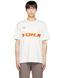 T-shirt girocollo lavorata a maglia bianca di Y-3