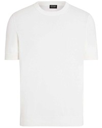 T-shirt girocollo lavorata a maglia bianca di Zegna