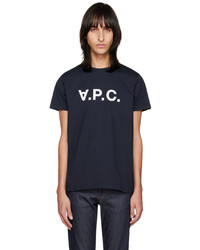 T-shirt girocollo lavorata a maglia blu scuro di A.P.C.