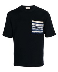 T-shirt girocollo lavorata a maglia blu scuro di Altea
