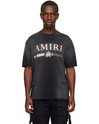 T-shirt girocollo lavorata a maglia blu scuro di Amiri