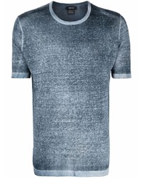 T-shirt girocollo lavorata a maglia blu scuro di Avant Toi