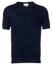 T-shirt girocollo lavorata a maglia blu scuro di Ballantyne