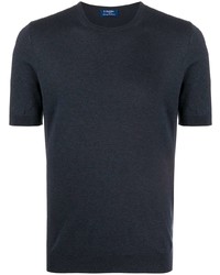 T-shirt girocollo lavorata a maglia blu scuro di Barba