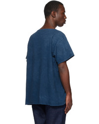 T-shirt girocollo lavorata a maglia blu scuro di Greg Lauren