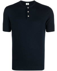 T-shirt girocollo lavorata a maglia blu scuro di Borrelli