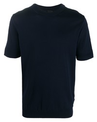 T-shirt girocollo lavorata a maglia blu scuro di BOSS