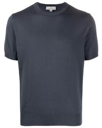 T-shirt girocollo lavorata a maglia blu scuro di Canali
