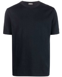 T-shirt girocollo lavorata a maglia blu scuro di Dondup