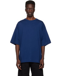 T-shirt girocollo lavorata a maglia blu scuro di Dries Van Noten