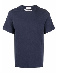 T-shirt girocollo lavorata a maglia blu scuro di Extreme Cashmere