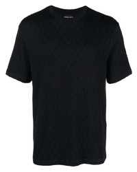 T-shirt girocollo lavorata a maglia blu scuro di Giorgio Armani