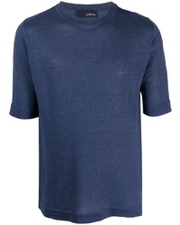 T-shirt girocollo lavorata a maglia blu scuro di Lardini
