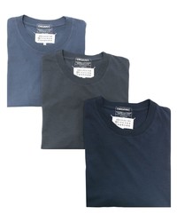 T-shirt girocollo lavorata a maglia blu scuro di Maison Margiela