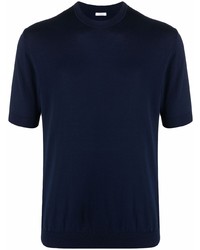 T-shirt girocollo lavorata a maglia blu scuro di Malo