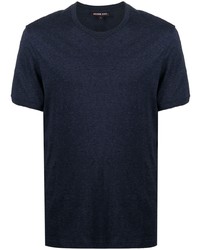 T-shirt girocollo lavorata a maglia blu scuro di Michael Kors