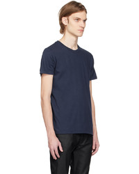T-shirt girocollo lavorata a maglia blu scuro di Naked & Famous Denim