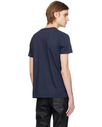 T-shirt girocollo lavorata a maglia blu scuro di Naked & Famous Denim