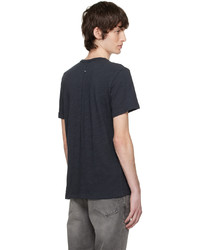 T-shirt girocollo lavorata a maglia blu scuro di rag & bone