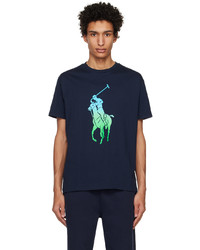 T-shirt girocollo lavorata a maglia blu scuro di Polo Ralph Lauren