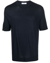 T-shirt girocollo lavorata a maglia blu scuro di PT TORINO