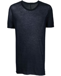 T-shirt girocollo lavorata a maglia blu scuro di Rick Owens