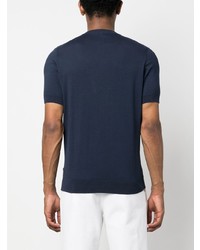 T-shirt girocollo lavorata a maglia blu scuro di Fedeli