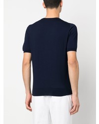 T-shirt girocollo lavorata a maglia blu scuro di Cruciani