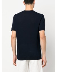 T-shirt girocollo lavorata a maglia blu scuro di Roberto Collina