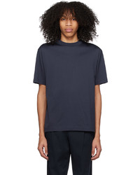 T-shirt girocollo lavorata a maglia blu scuro di Sunspel