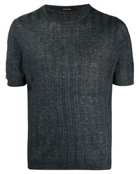 T-shirt girocollo lavorata a maglia blu scuro di Tagliatore