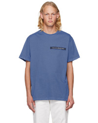 T-shirt girocollo lavorata a maglia blu di Alexander McQueen