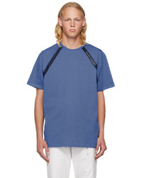 T-shirt girocollo lavorata a maglia blu di Alexander McQueen