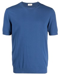 T-shirt girocollo lavorata a maglia blu di Altea