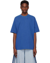 T-shirt girocollo lavorata a maglia blu di Axel Arigato