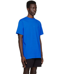 T-shirt girocollo lavorata a maglia blu di 424