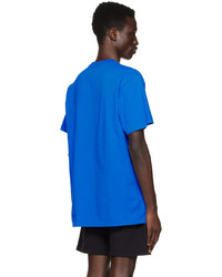 T-shirt girocollo lavorata a maglia blu di 424