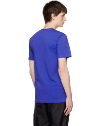 T-shirt girocollo lavorata a maglia blu di Moschino