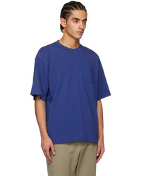 T-shirt girocollo lavorata a maglia blu di Sacai