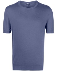 T-shirt girocollo lavorata a maglia blu di Fedeli