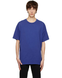 T-shirt girocollo lavorata a maglia blu di John Elliott