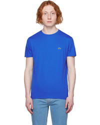 T-shirt girocollo lavorata a maglia blu di Lacoste