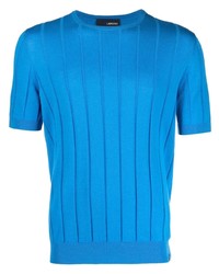 T-shirt girocollo lavorata a maglia blu di Lardini