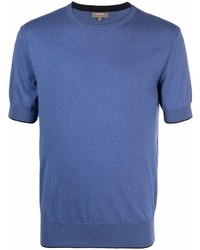 T-shirt girocollo lavorata a maglia blu di N.Peal